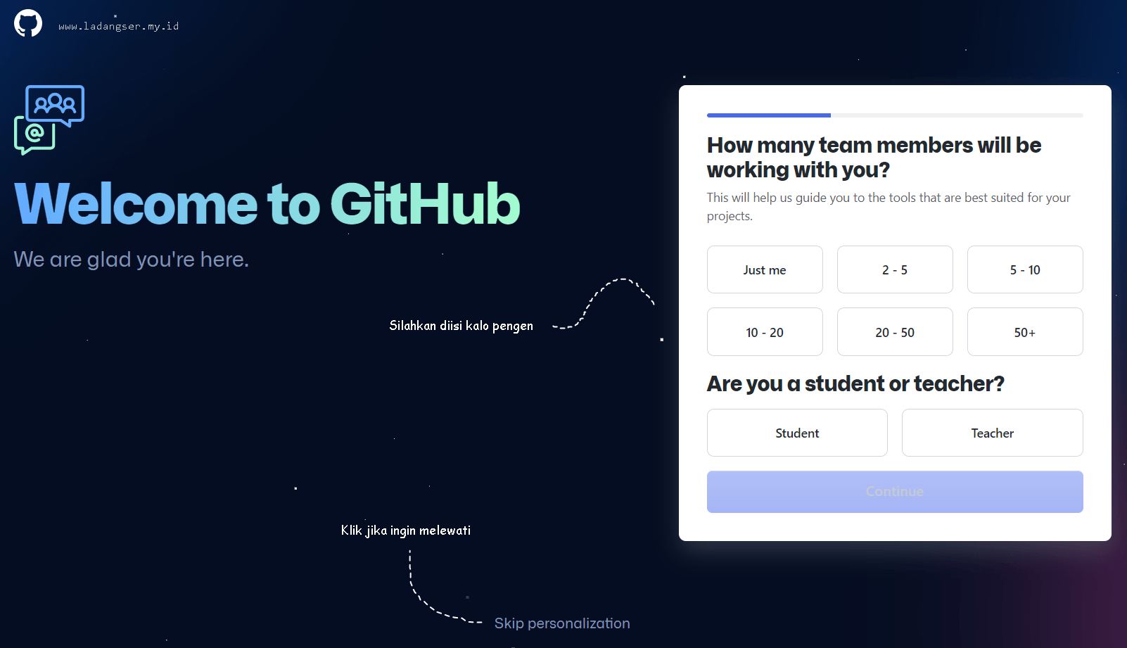 Contoh pertanyaan github mengenai data diri