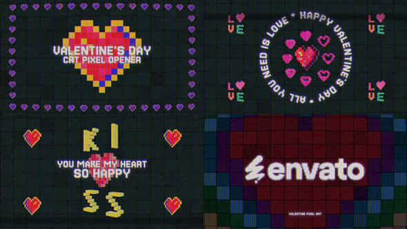 Crt Valentines Day Pixel Opener - VideoHive 56419006