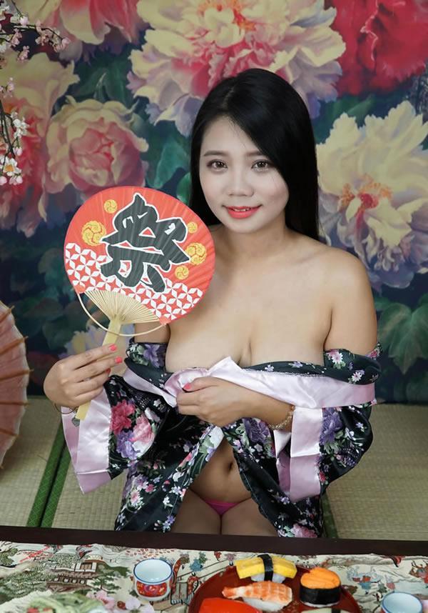 漂亮大奶美模Jessica和服樱花私拍无圣光套图(15)