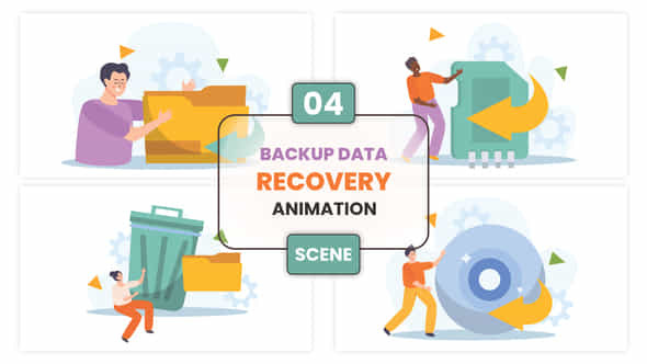 Backup Data Recovery Illustration Animation Scene - VideoHive 53299280