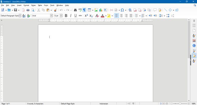 screenshot of Libreoffice 7 with classic toolbar