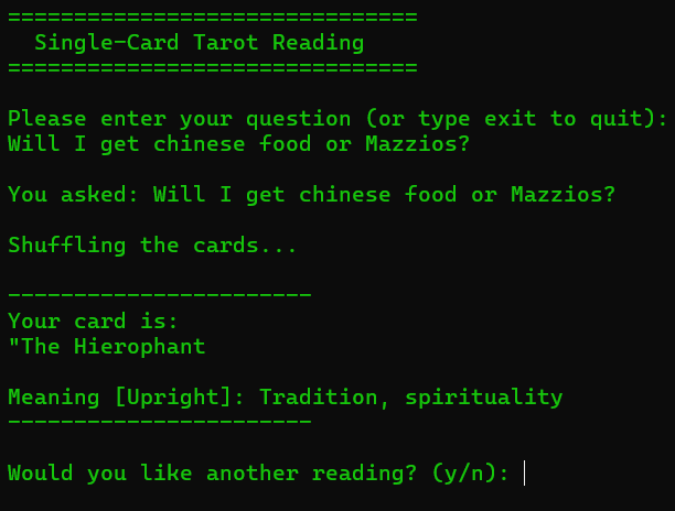 1 Card Tarot D78 Preview