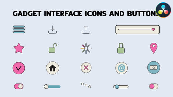 Gadget Interface Icons And Buttons For Davinci Resolve - VideoHive 52530771