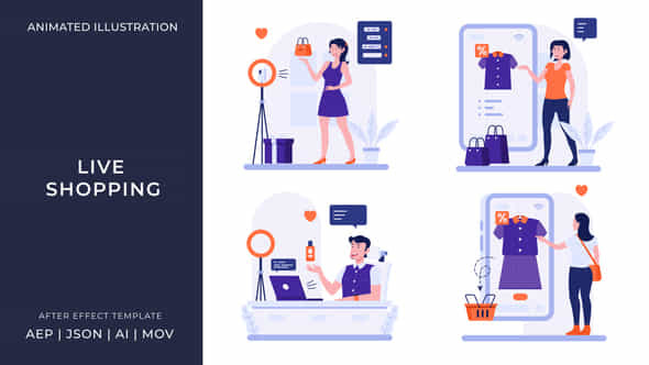 Live Shopping Animated Illustration After Effects - VideoHive 56534801