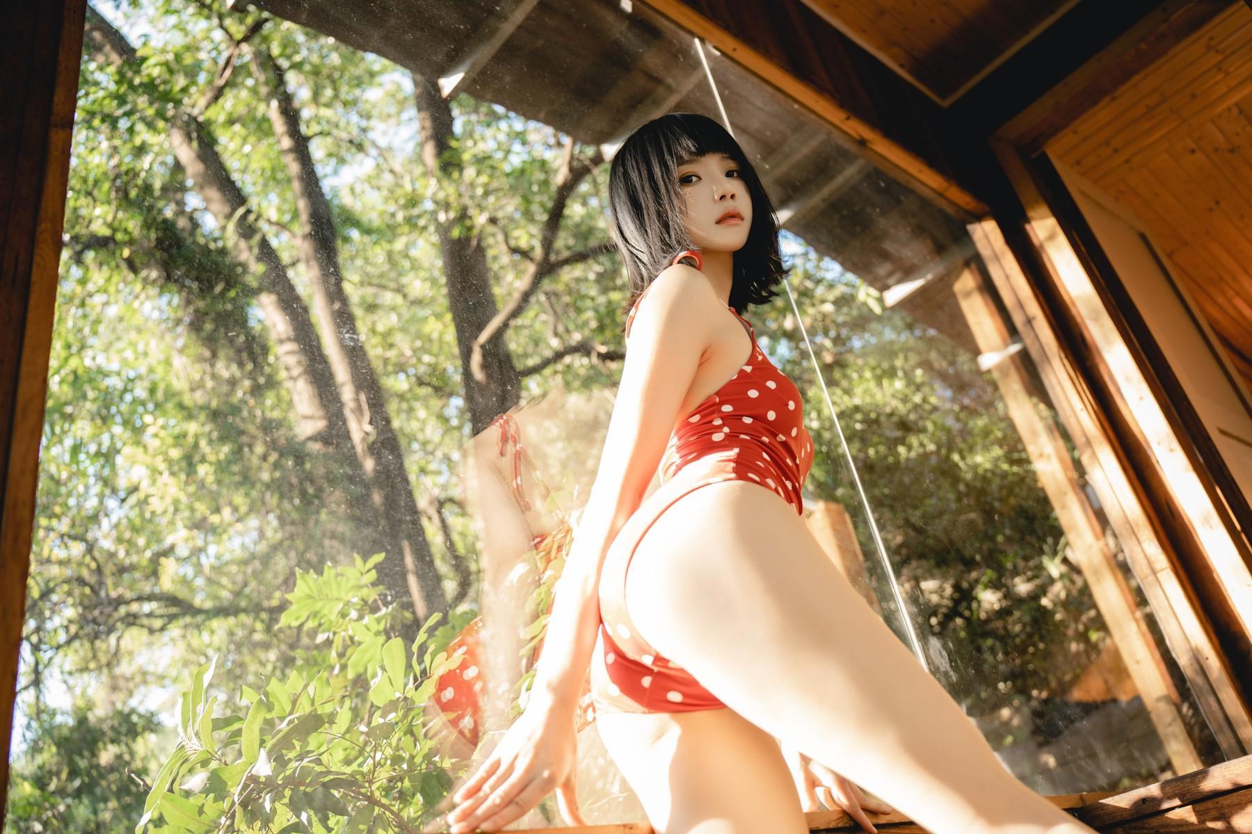 Cosplay 桜桃喵 红波点 Red Polka Dot(45)