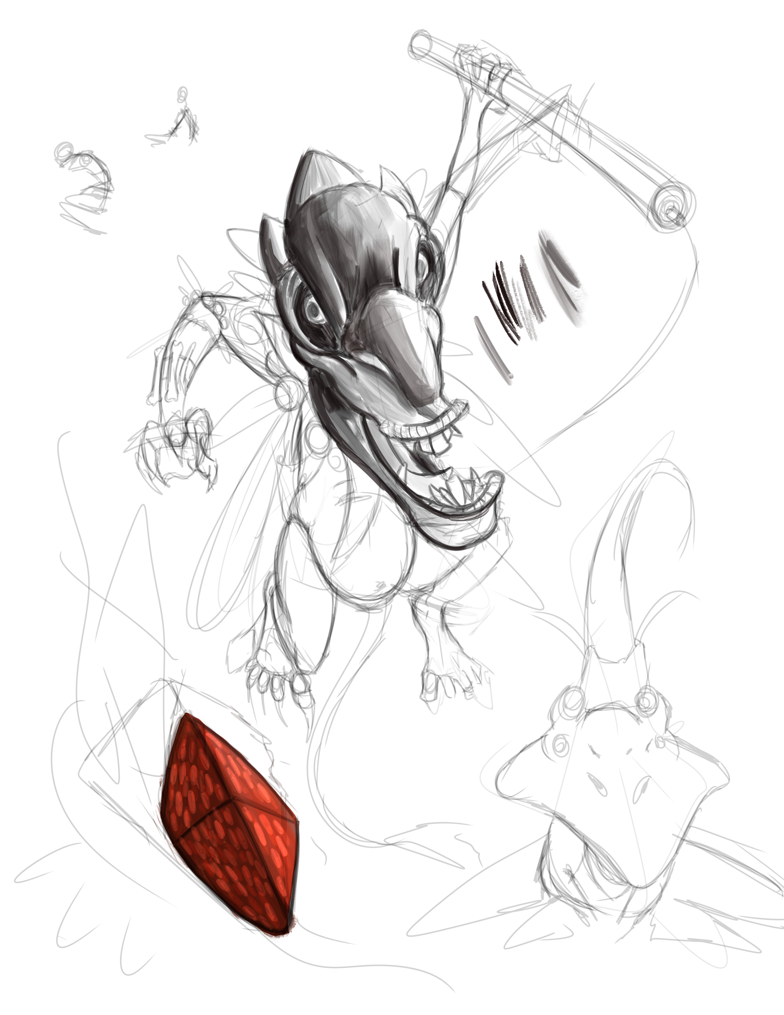 mixed sketch with fantasy shaman