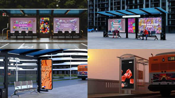 Bus Stop Billboard Mockup Promo - VideoHive 56781994