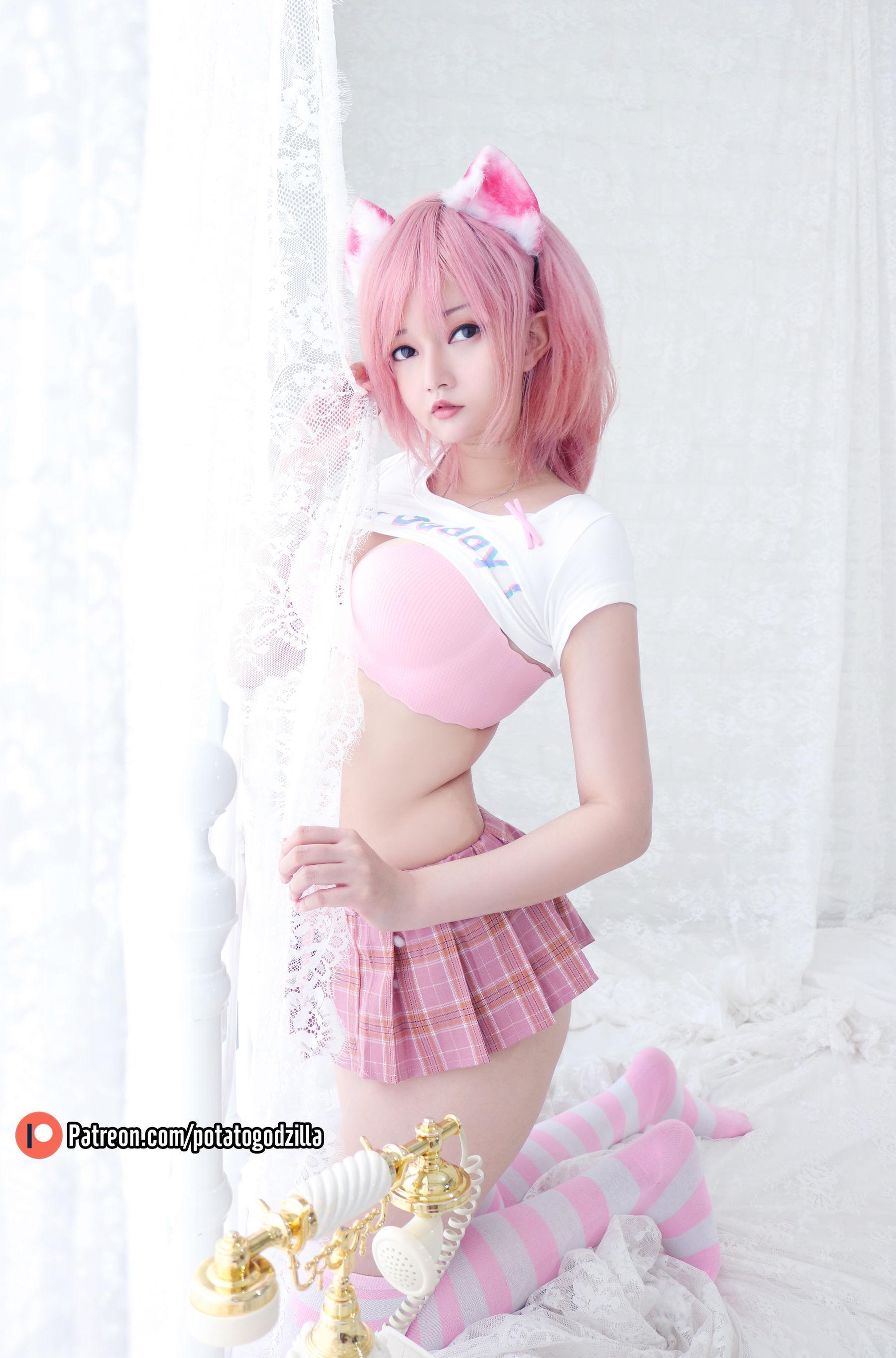 Coser小姐姐Potato Godzilla – Pink Casual 套图(18)