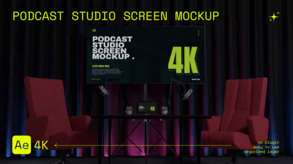 Podcast Studio Screen Mockup - VideoHive 54867759