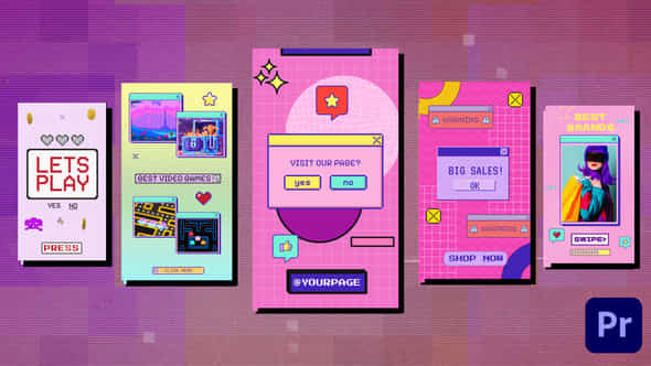 Arcade 8Bit Game Windows Interface Instagram Stories - VideoHive 51014668