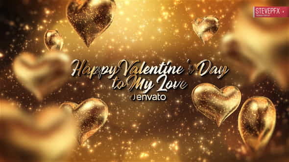 Golden Hearts Valentines Greeting - VideoHive 25573896