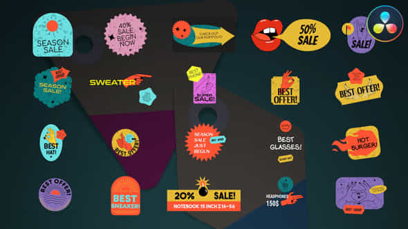 Sticker Sale Titles For Davinci Resolve - VideoHive 50500917