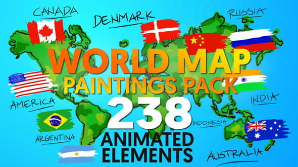 World Map Paintings Pack - VideoHive 12070408