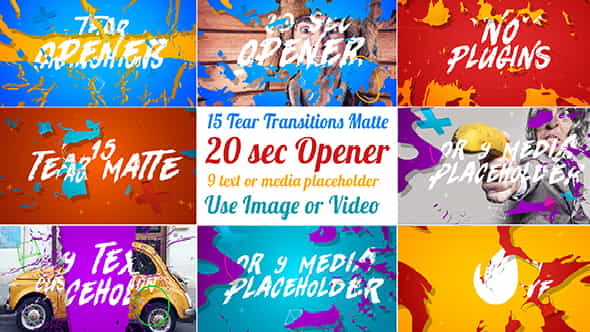 15 Tear Transitions with Opener - VideoHive 20948501