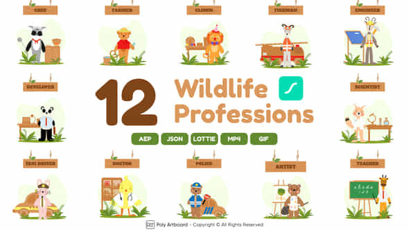 Wildlife Professions Lottie - VideoHive 47635541