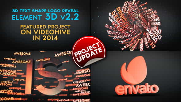 3D Text Shapes Logo Reveal - VideoHive 7646010