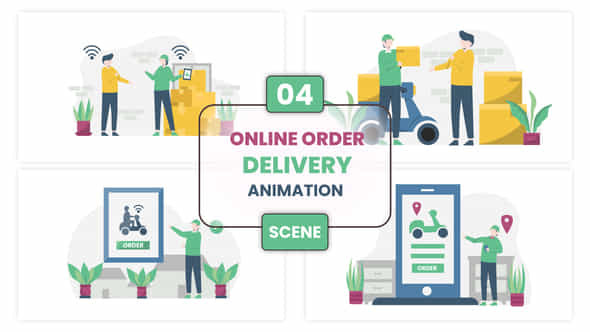 Online Order Delivery Illustration Animation Scene - VideoHive 52876418