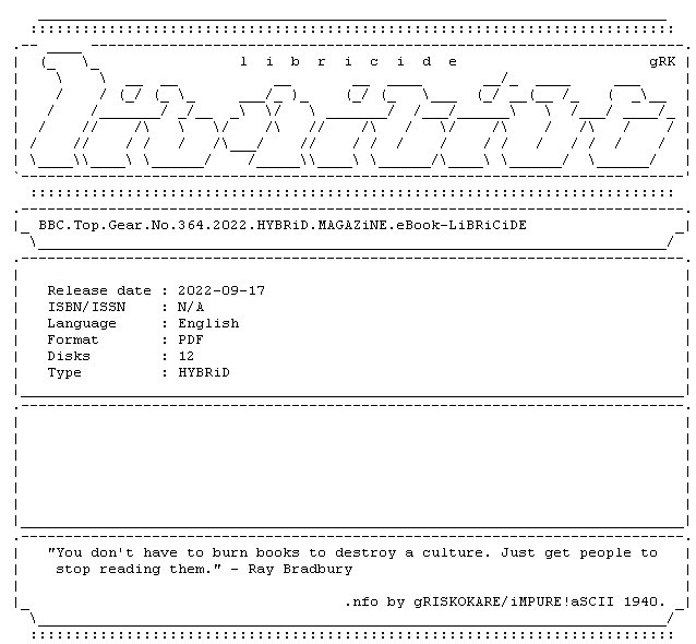 BBC.Top.Gear.No.364.2022.HYBRiD.MAGAZiNE.eBook LiBRiCiDE