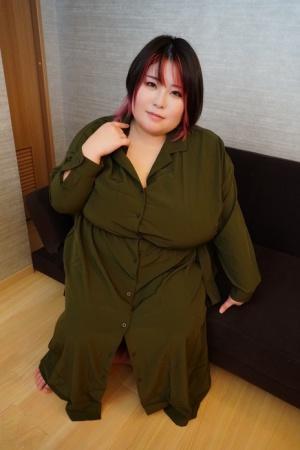 Naughty fatty Doggy Harukaze shows off her big tits on her bed & in the shower