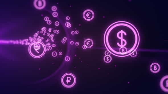 Digital Global Currency Icons Flying - VideoHive 33332266