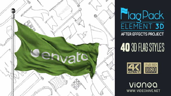 Element 3D Flag Pack | 3D, Object - VideoHive 18667620
