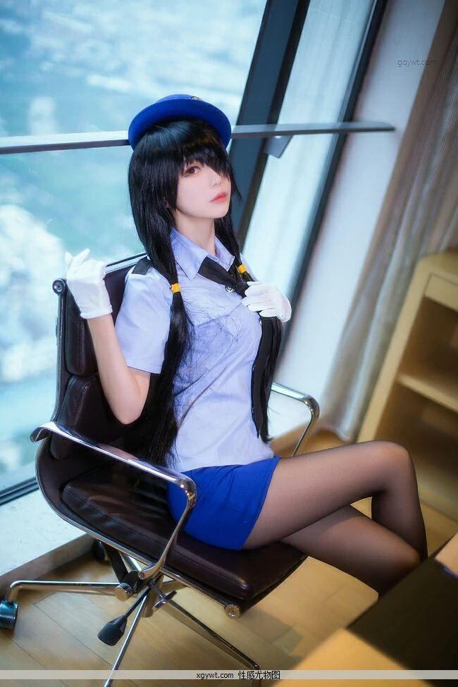 约会大作战时崎狂三女警COSPLAY情趣制服与短裙加黑丝美腿私房高清图(6)