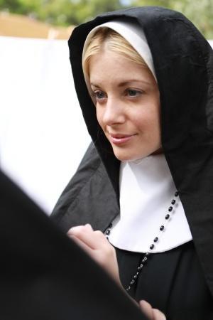 Kinky nuns Charlotte Stokely and Lily Adams please each other on grass