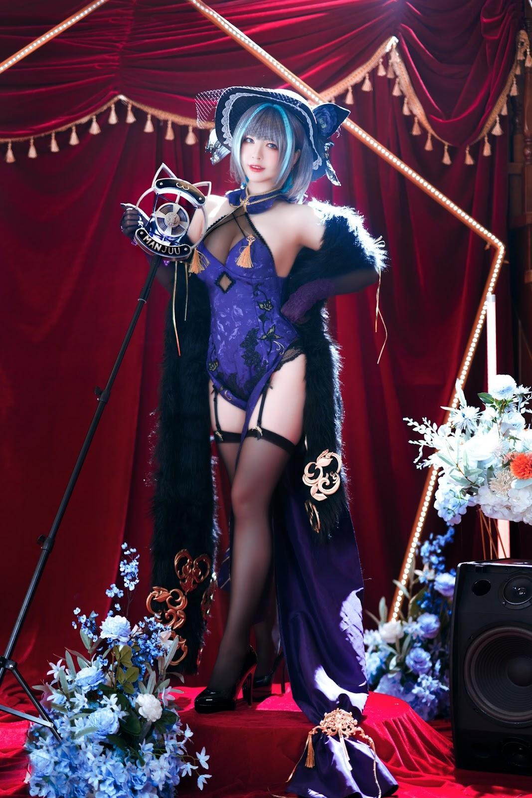 Cosplay 半半子 柴郡旗袍(23)
