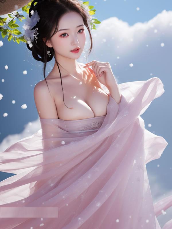 温婉多情的AI古装美女白衣飘飘胜雪(17)