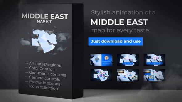 Map of Middle East with - VideoHive 24411382
