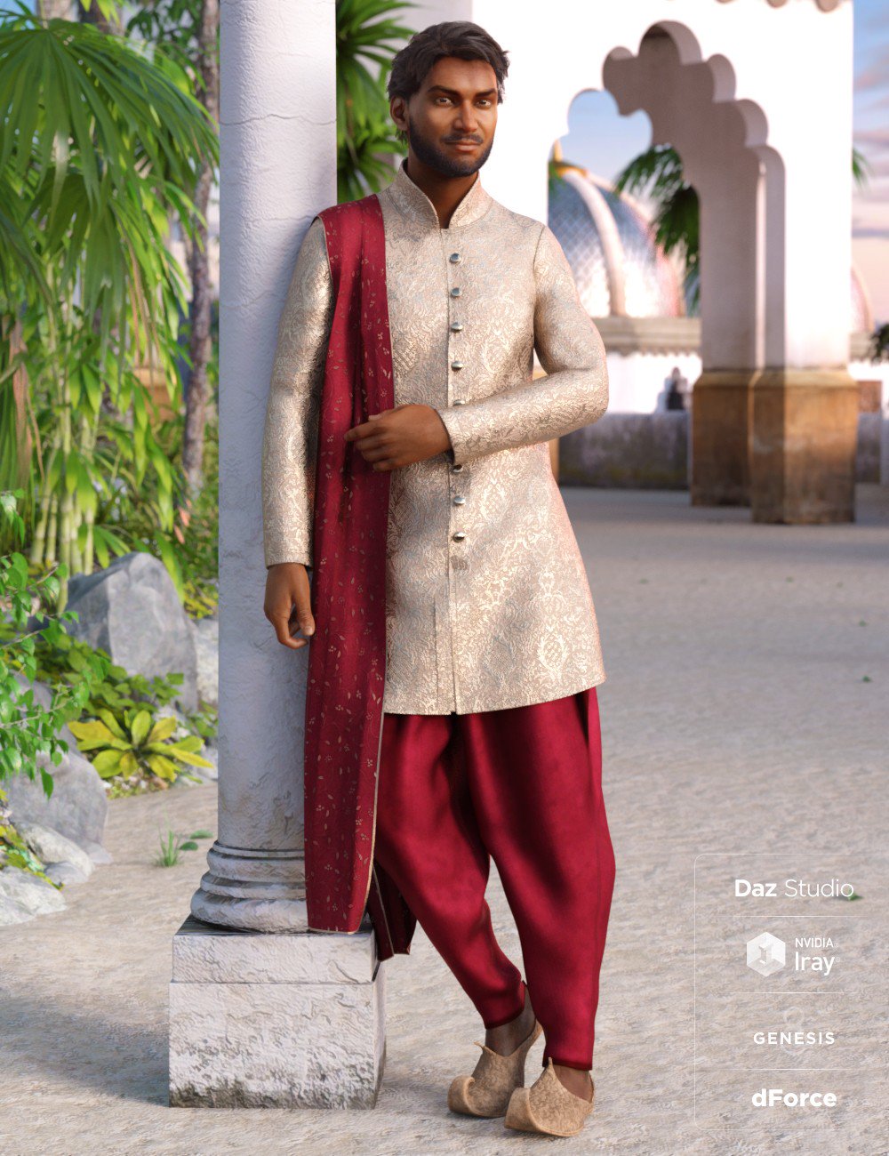 dForce Traditional East Indian Outfit for Genesis 8 Male(s)