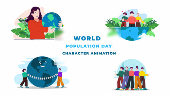 World Population Day Character Animation Scene After Effects Template | VideoHive 39651517