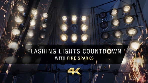 Flashing Lights Countdown With Fire - VideoHive 24214654