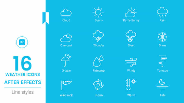 Weather Icon Line - VideoHive 44732876