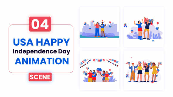 Usa Happy Independence Day Scene Animation - VideoHive 52845589