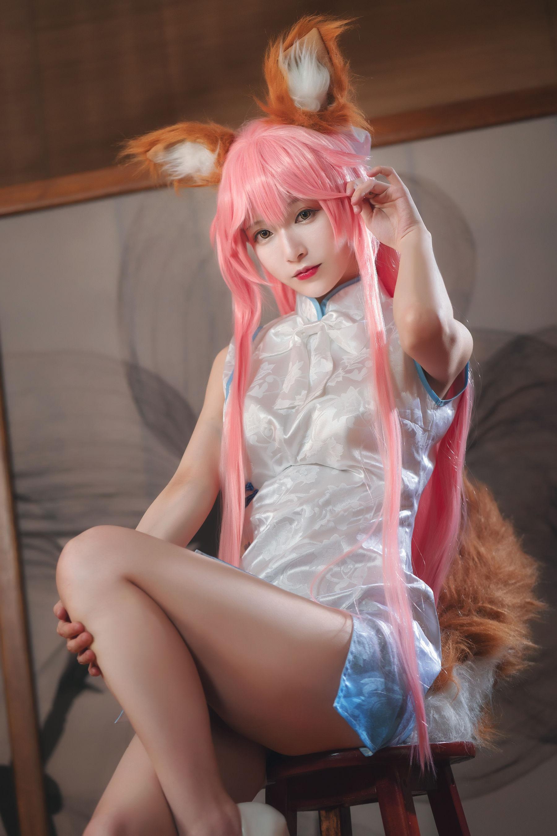 [Cosplay] 动漫博主铁板烧鬼舞w – 玉藻前 旗袍 写真集(4)