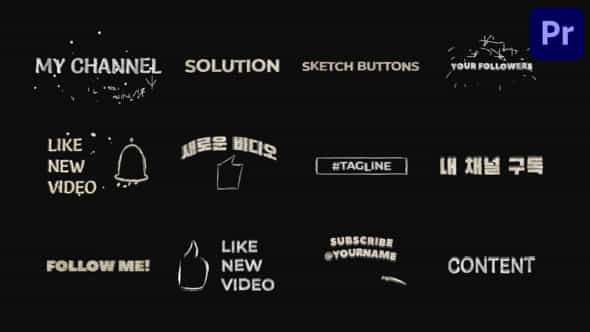 Sketch Youtube Buttons And Titles For Premiere Pro - VideoHive 51949122