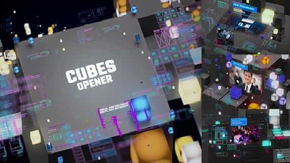 TV Broadcast Cubes OpenerModern HUD - VideoHive 21381227