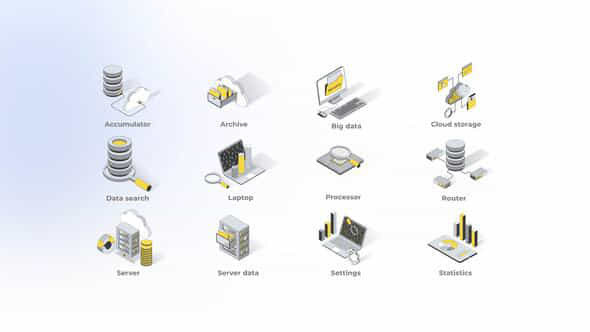 Technical System Isometric Icons - VideoHive 49871296