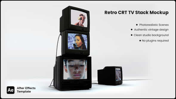 Retro Crt Tv Stack Mockup After Effects Template - VideoHive 58544752