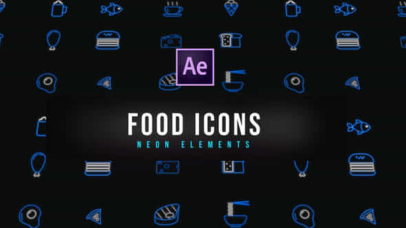 Food Neon Icons - VideoHive 39185117