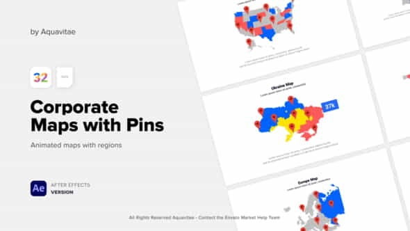 Corporate Maps With Pins - VideoHive 37395164