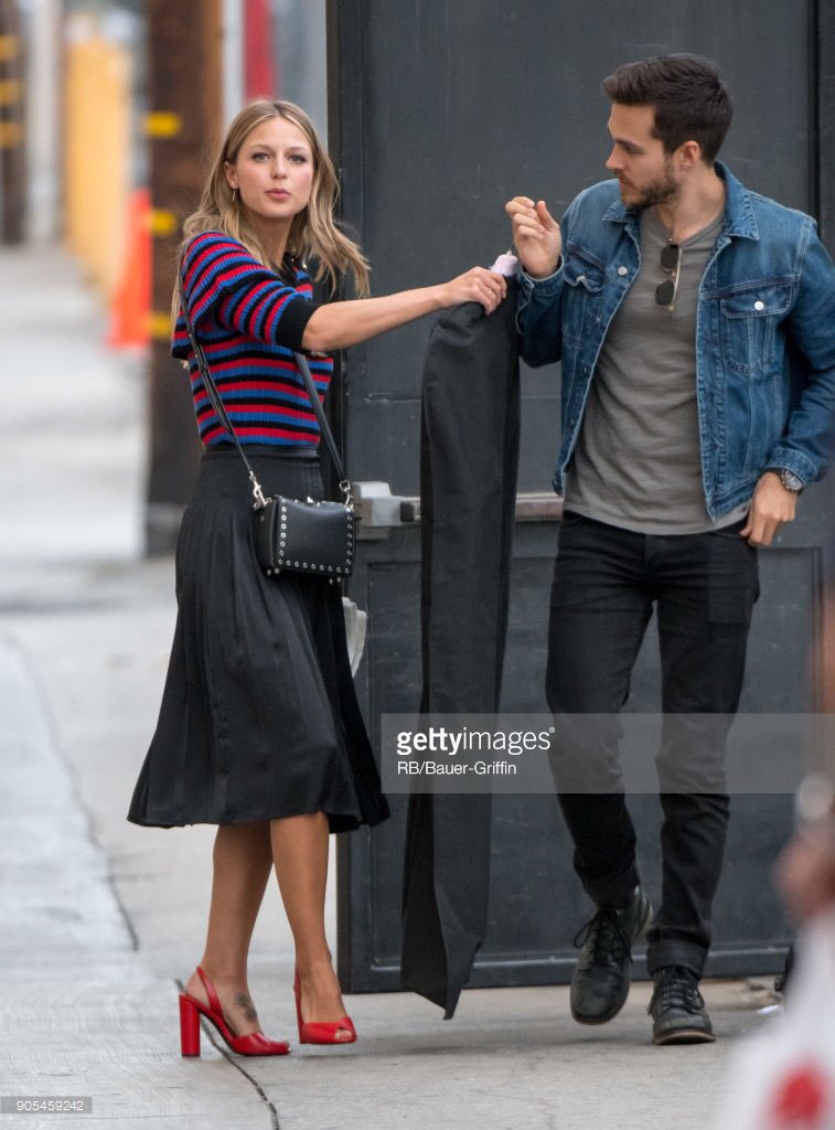 Melissa Benoist - Outside of 'Jimmy Kimmel Live' with Chris wood