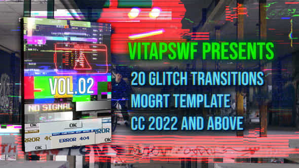 Glitch Transitions Vol 02 Mogrt - VideoHive 48878977