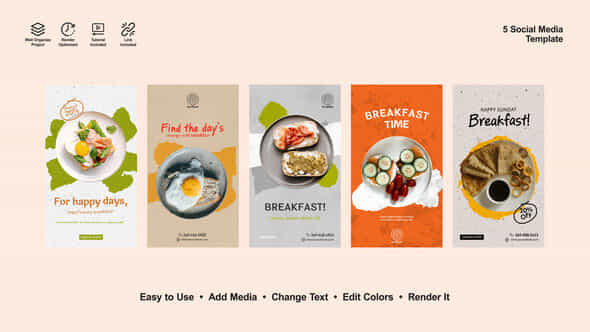 Breakfast Instagram Stories - VideoHive 52646804