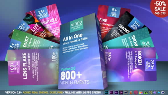 800 Video Creation Suite V2 - Transition - Fire - Real Dust - Real Bokeh - Snow - Lens Flare - Smoke | Miscellaneous - VideoHive 22974586