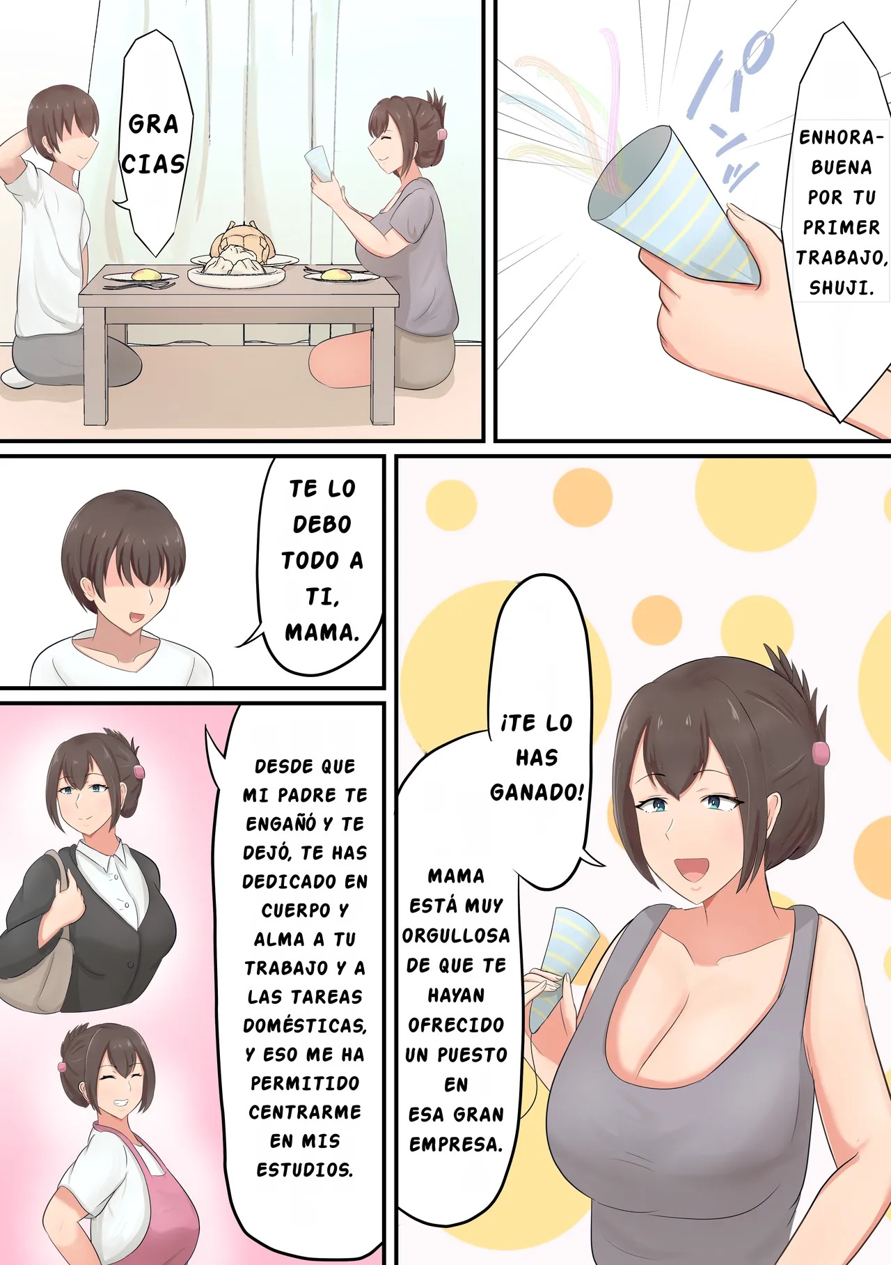 [Shirakumo Zen] Oiwai ni Okaa-san ga Fudeoroshi Shite Kureta Hanashi  ¡¡Celebarndo con mama mi primer empleo!! [Spanish] [No Man Scan]