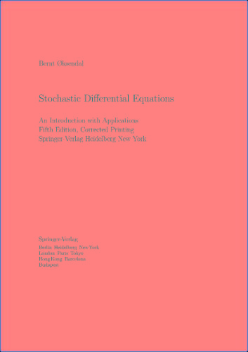 Oksendal B - Stochastic Differential Equations (5th Ed)