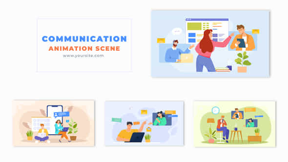 Online Communication Flat Design Character Animation Scene - VideoHive 49457252