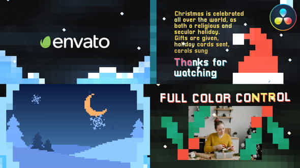 Christmas New Year Pixel Opener Davinci Resolve - VideoHive 48683863